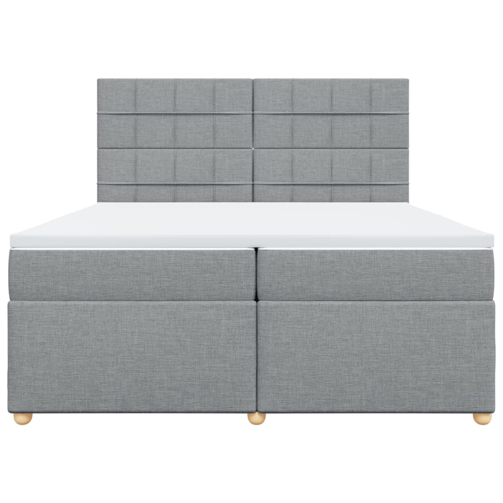 Krevet s oprugama i madracem svjetlosivi 200 x 200cm od tkanine