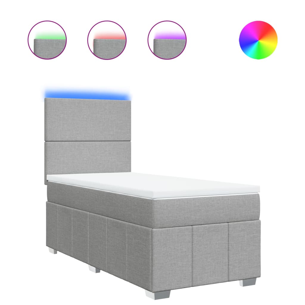 Box spring krevet s madracem svjetlosivi 90x190 cm od tkanine