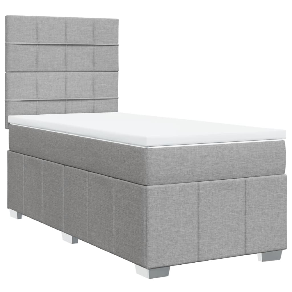 Box spring krevet s madracem svjetlosivi 90x190 cm od tkanine