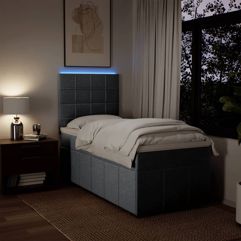 Box spring krevet s madracem svjetlosivi 90x190 cm od tkanine