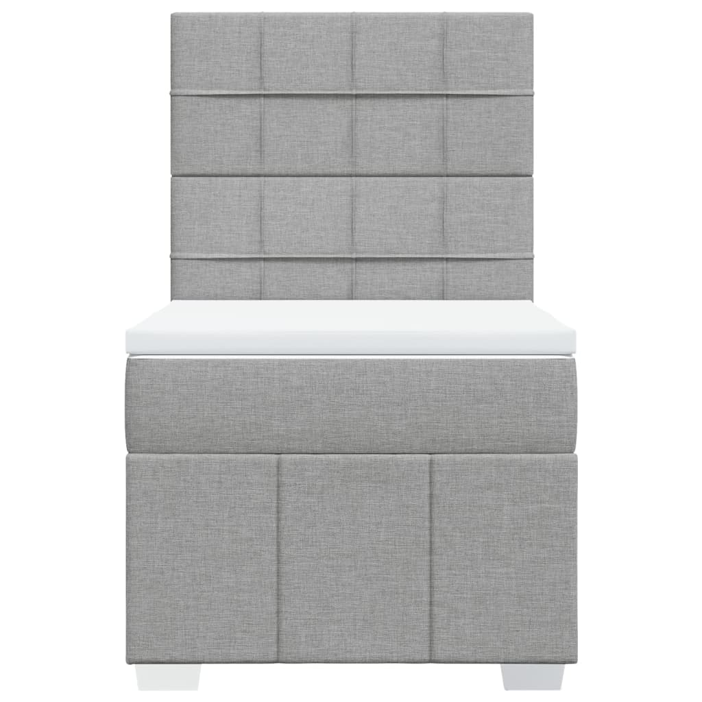 Box spring krevet s madracem svjetlosivi 90x190 cm od tkanine