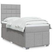 Box spring krevet s madracem svjetlosivi 90x190 cm od tkanine