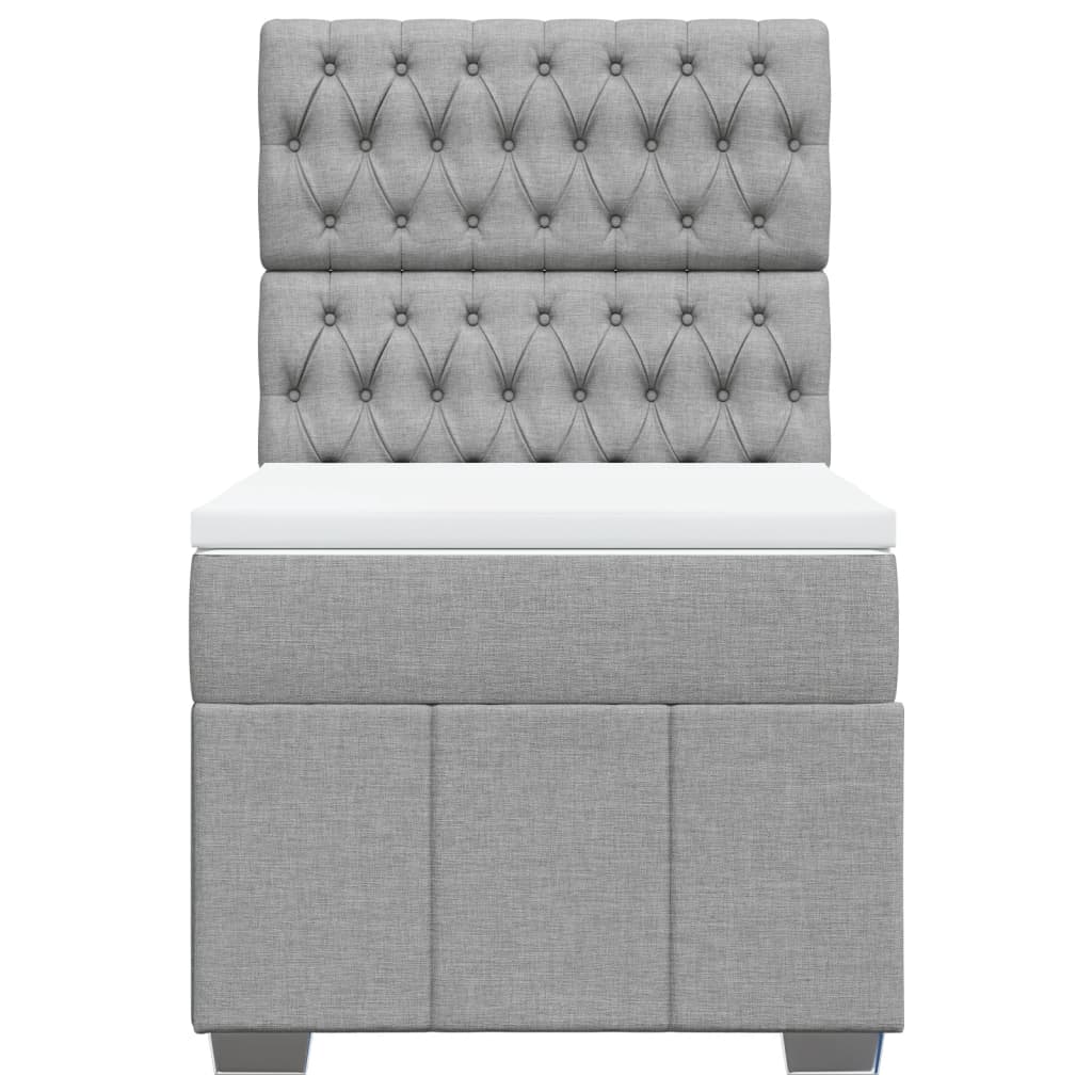Box spring krevet s madracem svjetlosivi 90x190 cm od tkanine
