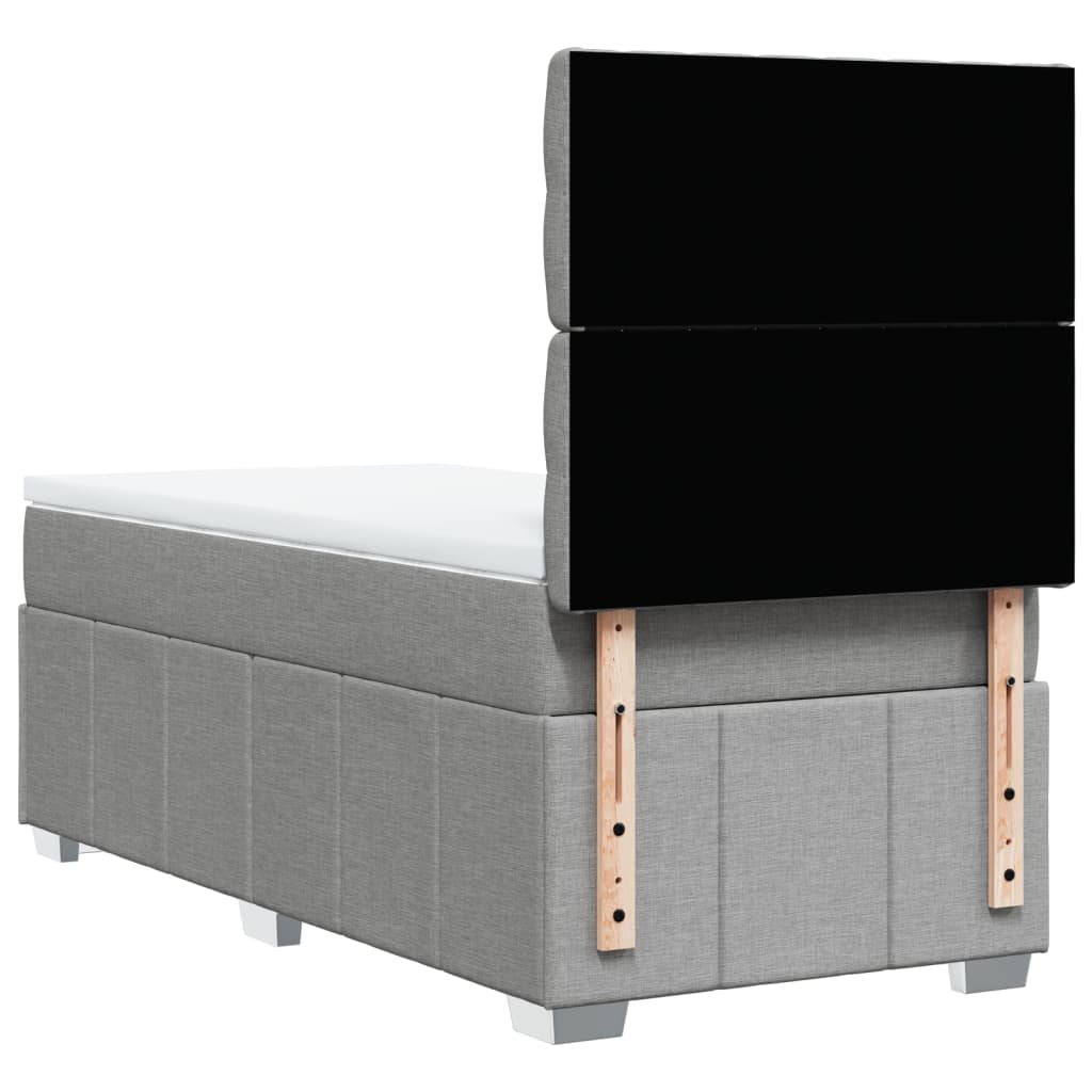 Box spring krevet s madracem svjetlosivi 90x190 cm od tkanine