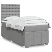Box spring krevet s madracem svjetlosivi 90x190 cm od tkanine