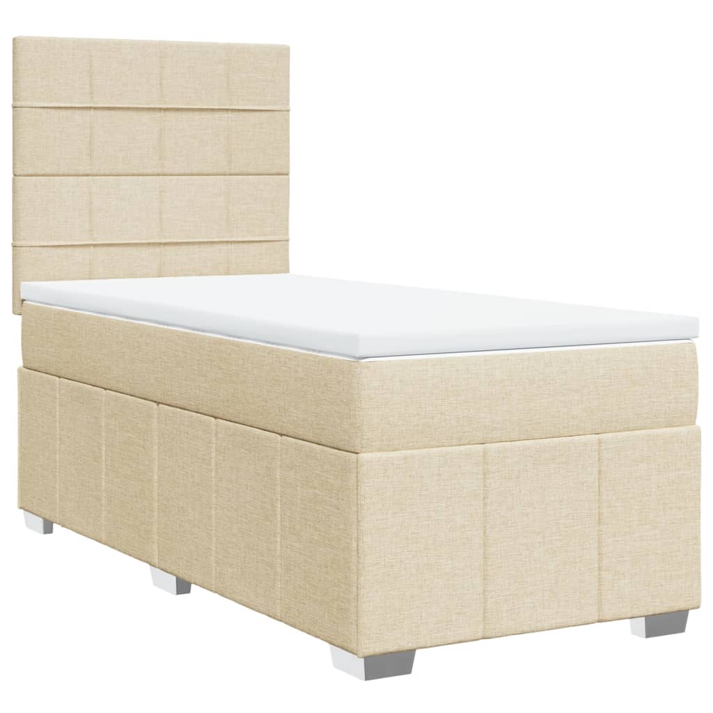 Krevet s oprugama i madracem krem 90 x 200 cm od tkanine