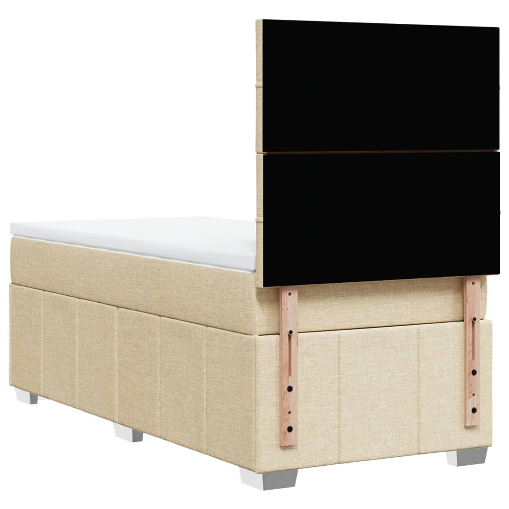 Krevet s oprugama i madracem krem 90 x 200 cm od tkanine