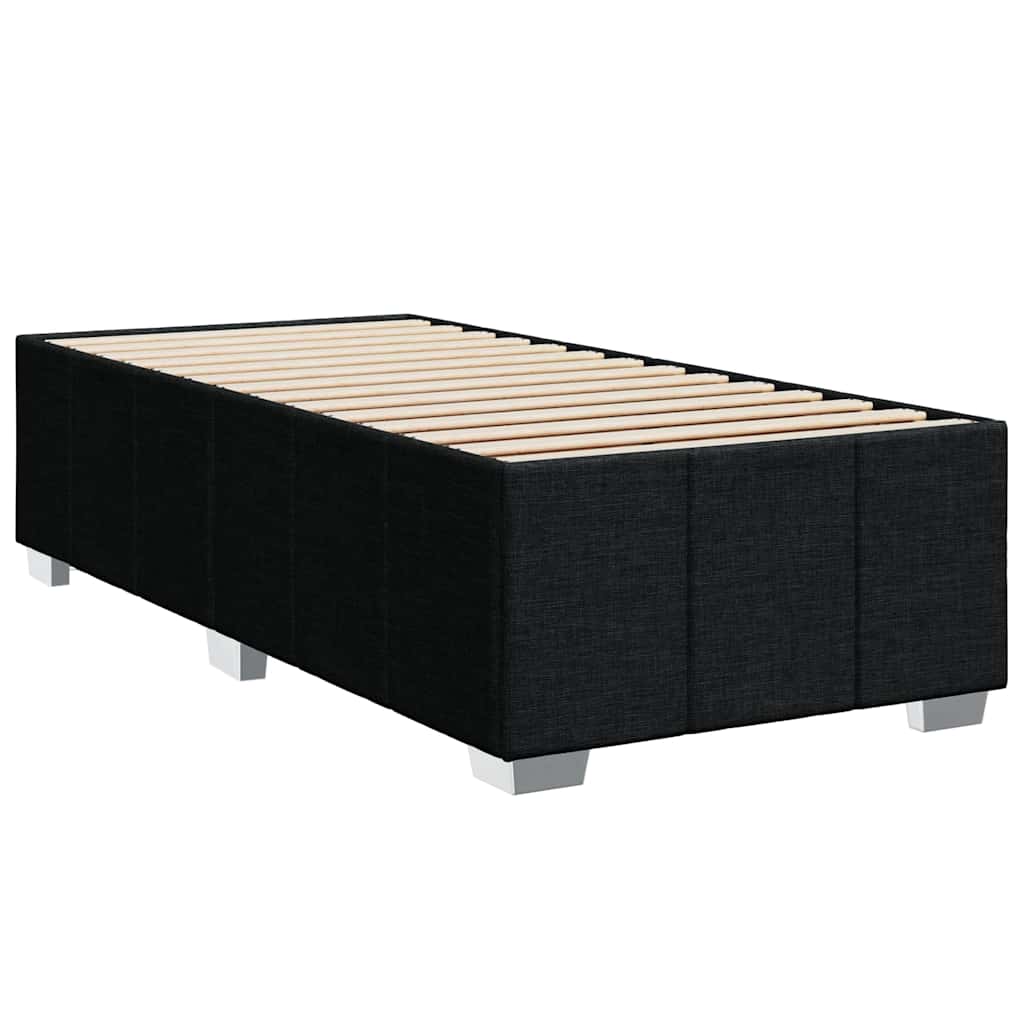 Krevet s oprugama i madracem crni 100 x 200 cm od tkanine