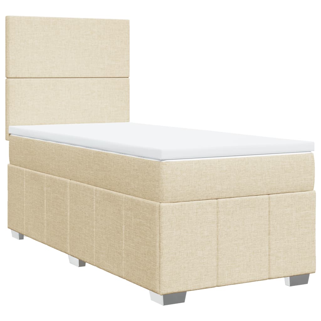 Krevet s oprugama i madracem krem 100 x 200 cm od tkanine