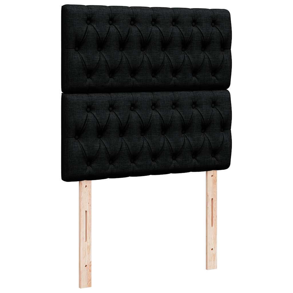 Krevet s oprugama i madracem crni 100 x 200 cm od tkanine