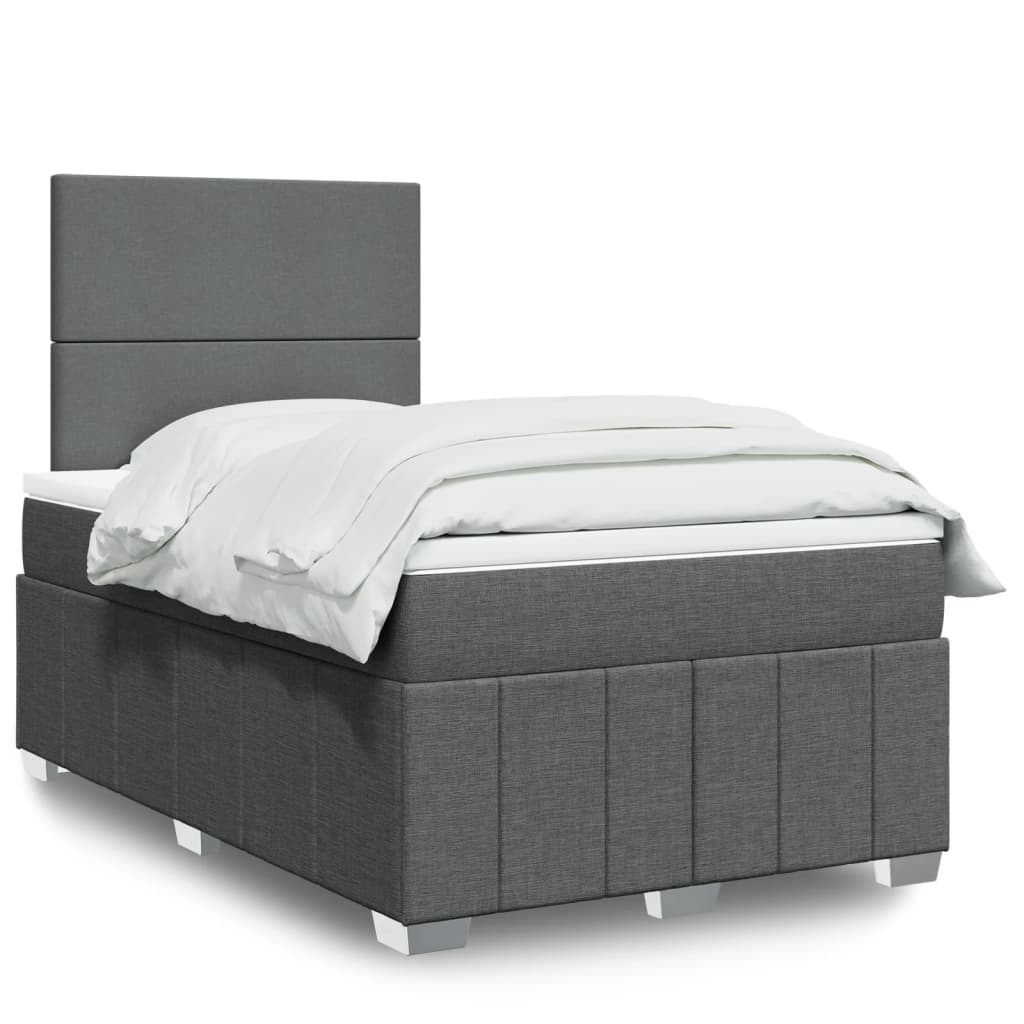 Krevet box spring s madracem tamnosivi 120 x 190 cm tkanina
