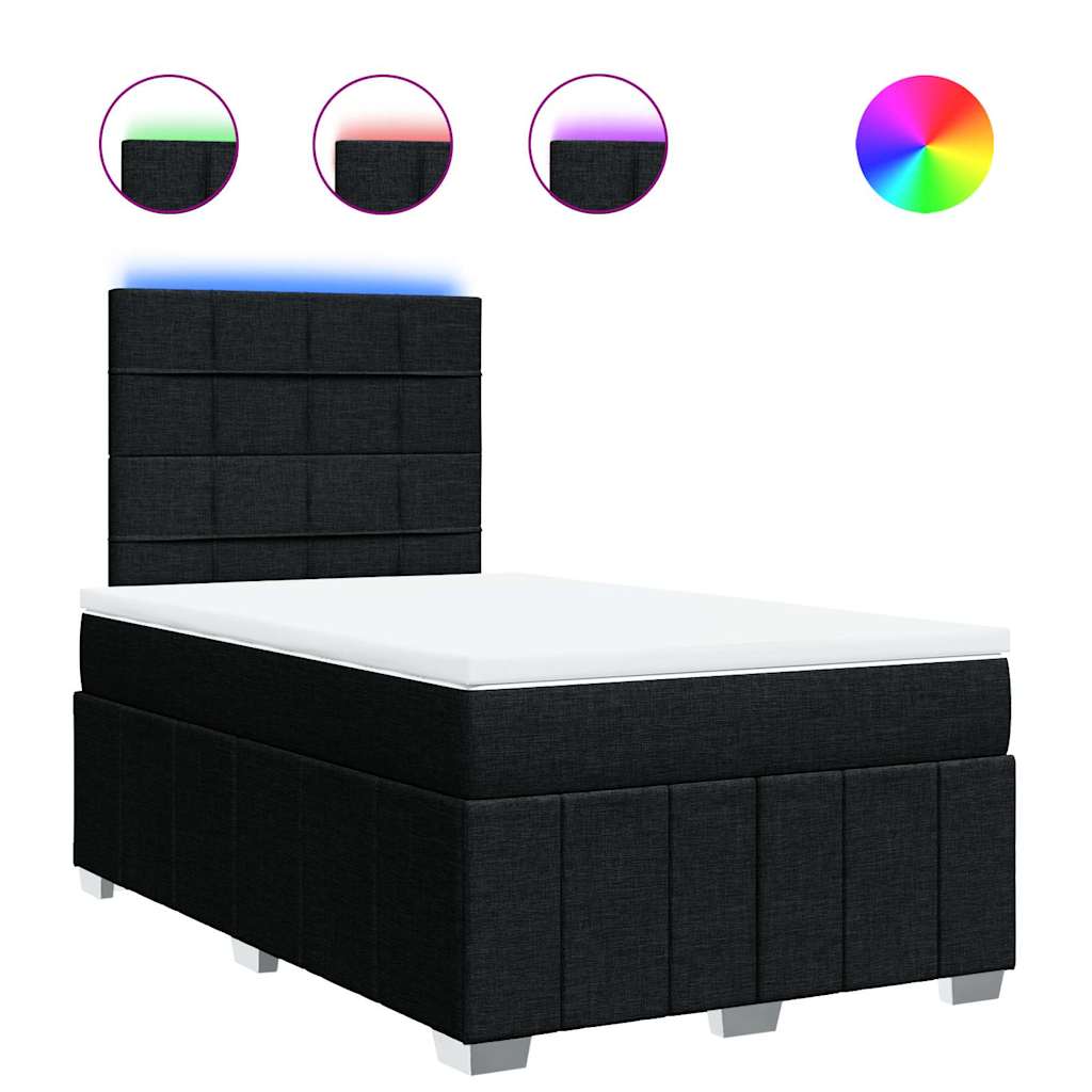 Krevet box spring s madracem crni 120 x 190 cm od tkanine