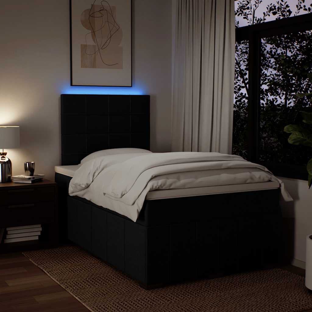 Krevet box spring s madracem crni 120 x 190 cm od tkanine
