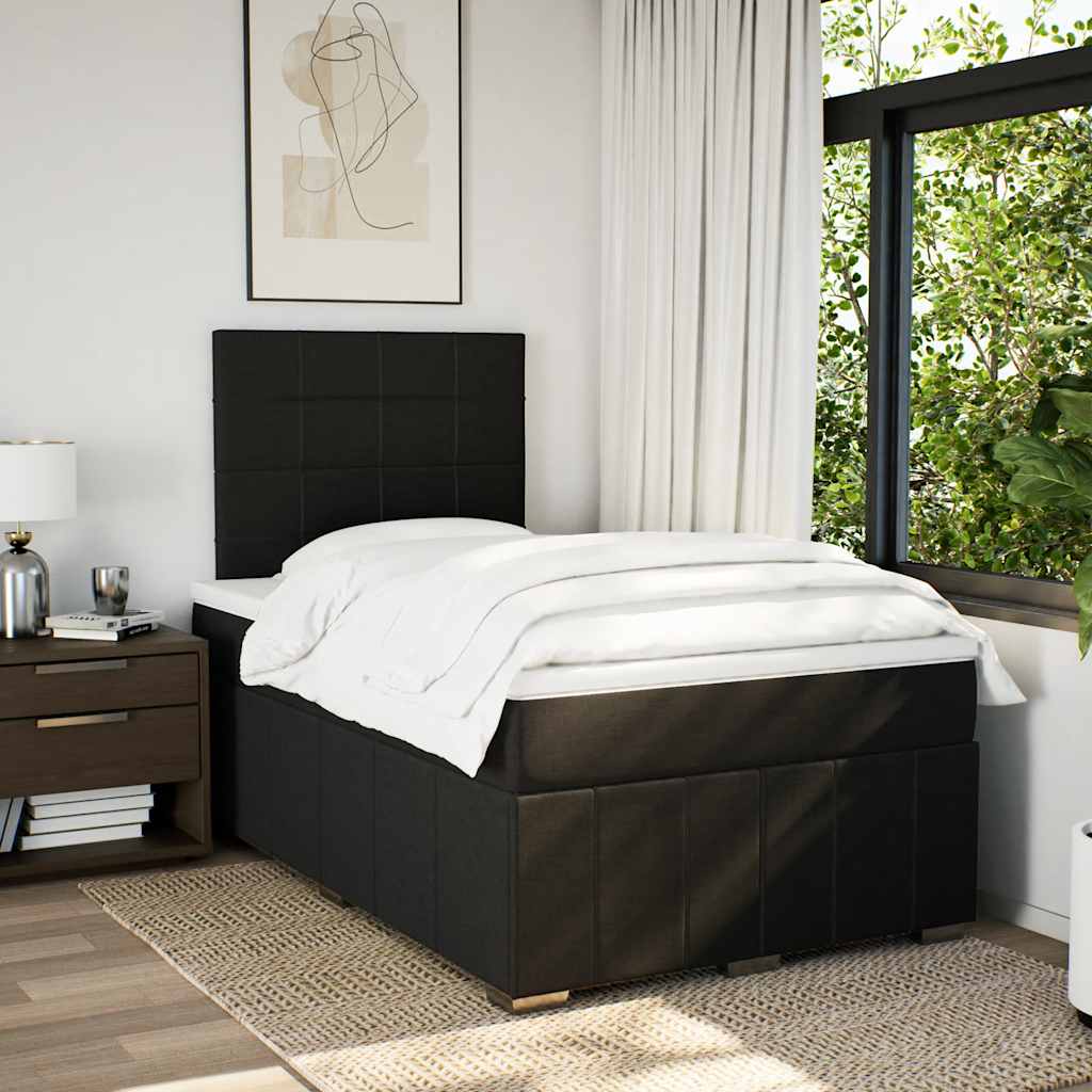 Krevet box spring s madracem crni 120 x 190 cm od tkanine