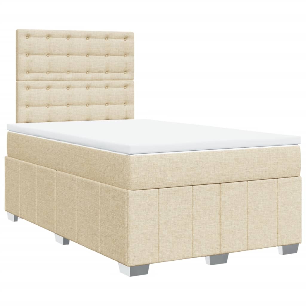 Krevet s oprugama i madracem krem 120 x 200 cm od tkanine