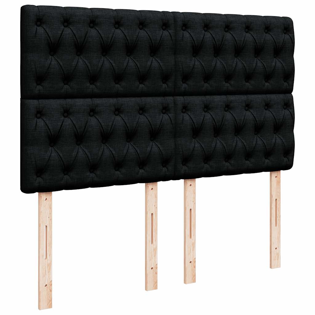 Krevet s oprugama i madracem crni 140 x 190 cm od tkanine
