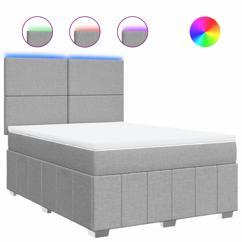Krevet box spring s madracem svjetlosivi 140x200 cm od tkanine