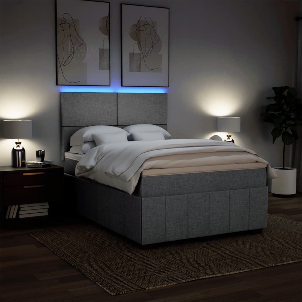 Krevet box spring s madracem svjetlosivi 140x200 cm od tkanine
