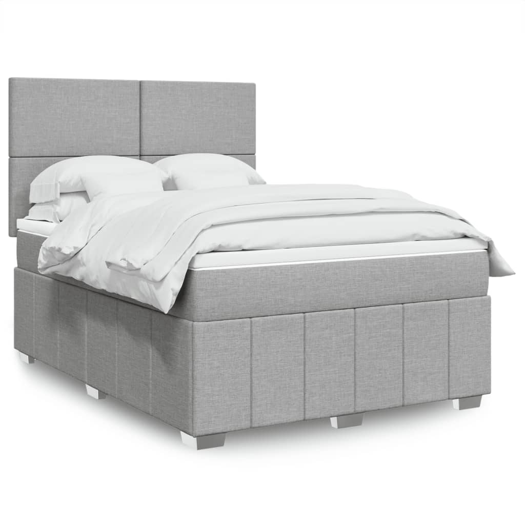 Krevet box spring s madracem svjetlosivi 140x200 cm od tkanine