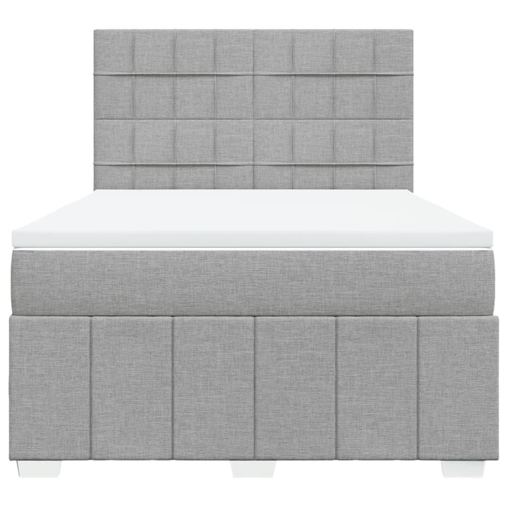 Krevet box spring s madracem svjetlosivi 140x200 cm od tkanine