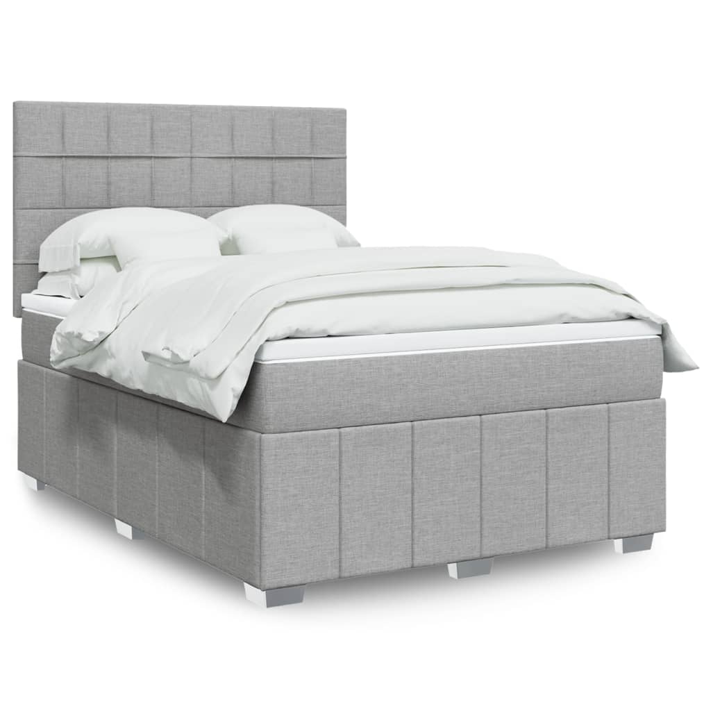 Krevet box spring s madracem svjetlosivi 140x200 cm od tkanine