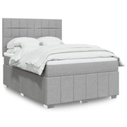 Krevet box spring s madracem svjetlosivi 140x200 cm od tkanine