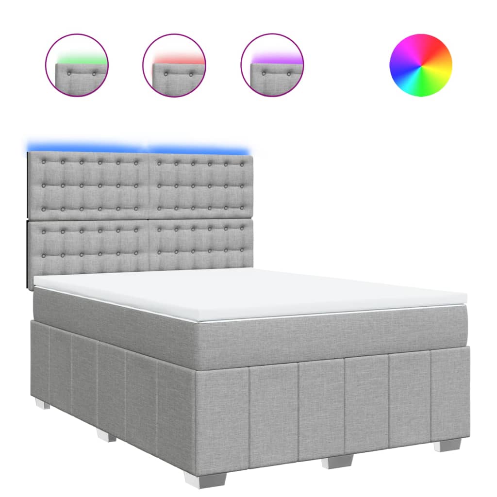 Krevet box spring s madracem svjetlosivi 140x200 cm od tkanine