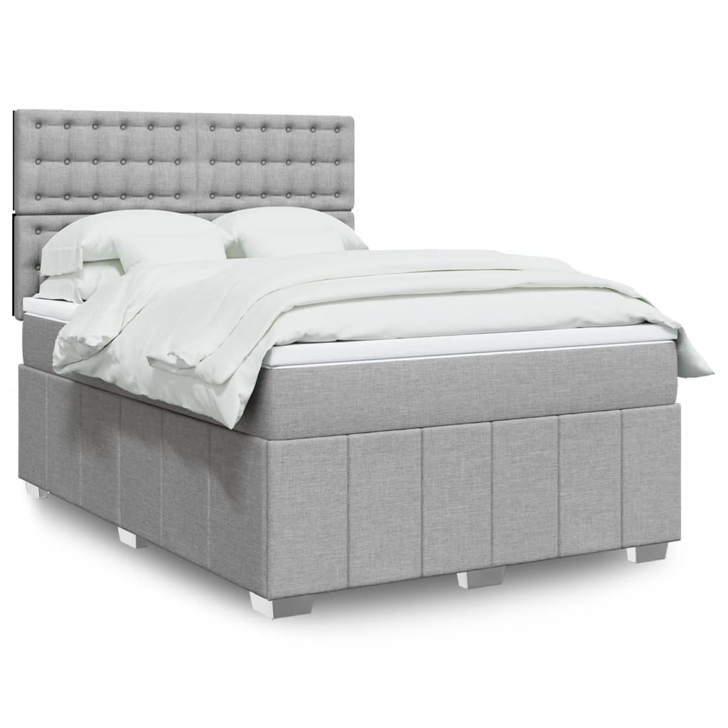 Krevet box spring s madracem svjetlosivi 140x200 cm od tkanine