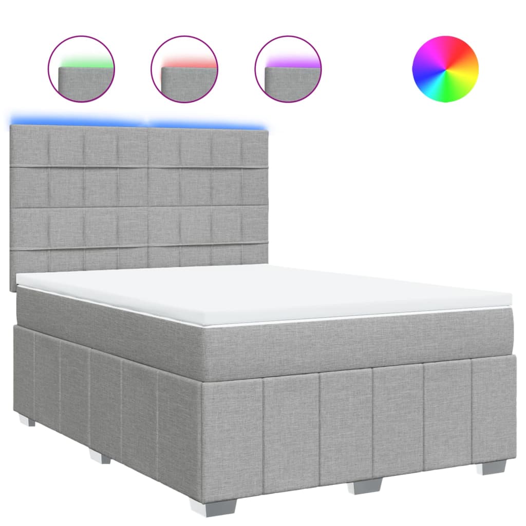 Krevet box spring s madracem svjetlosiva 160x200 cm tkanina