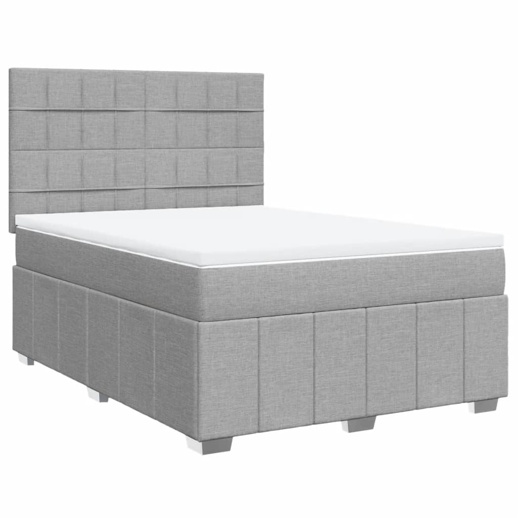 Krevet box spring s madracem svjetlosiva 160x200 cm tkanina