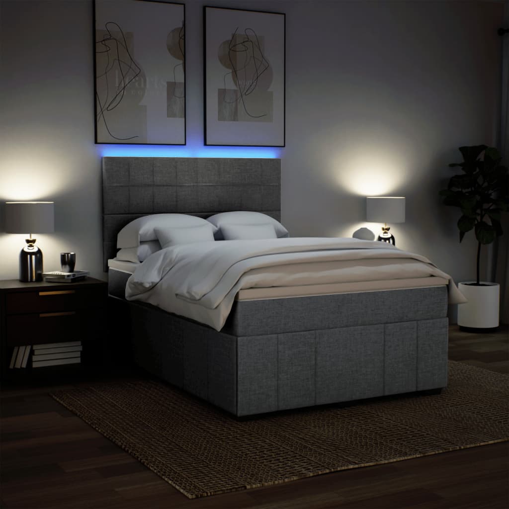 Krevet box spring s madracem svjetlosiva 160x200 cm tkanina