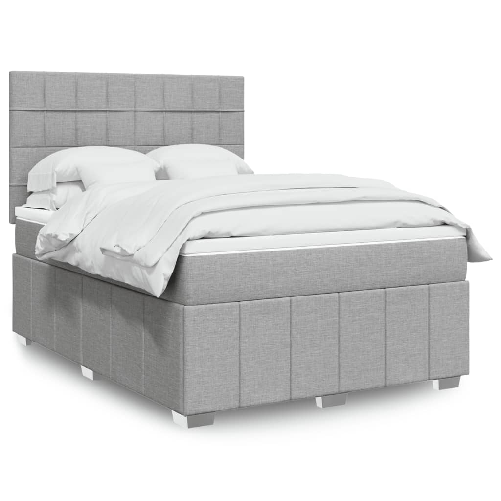 Krevet box spring s madracem svjetlosiva 160x200 cm tkanina
