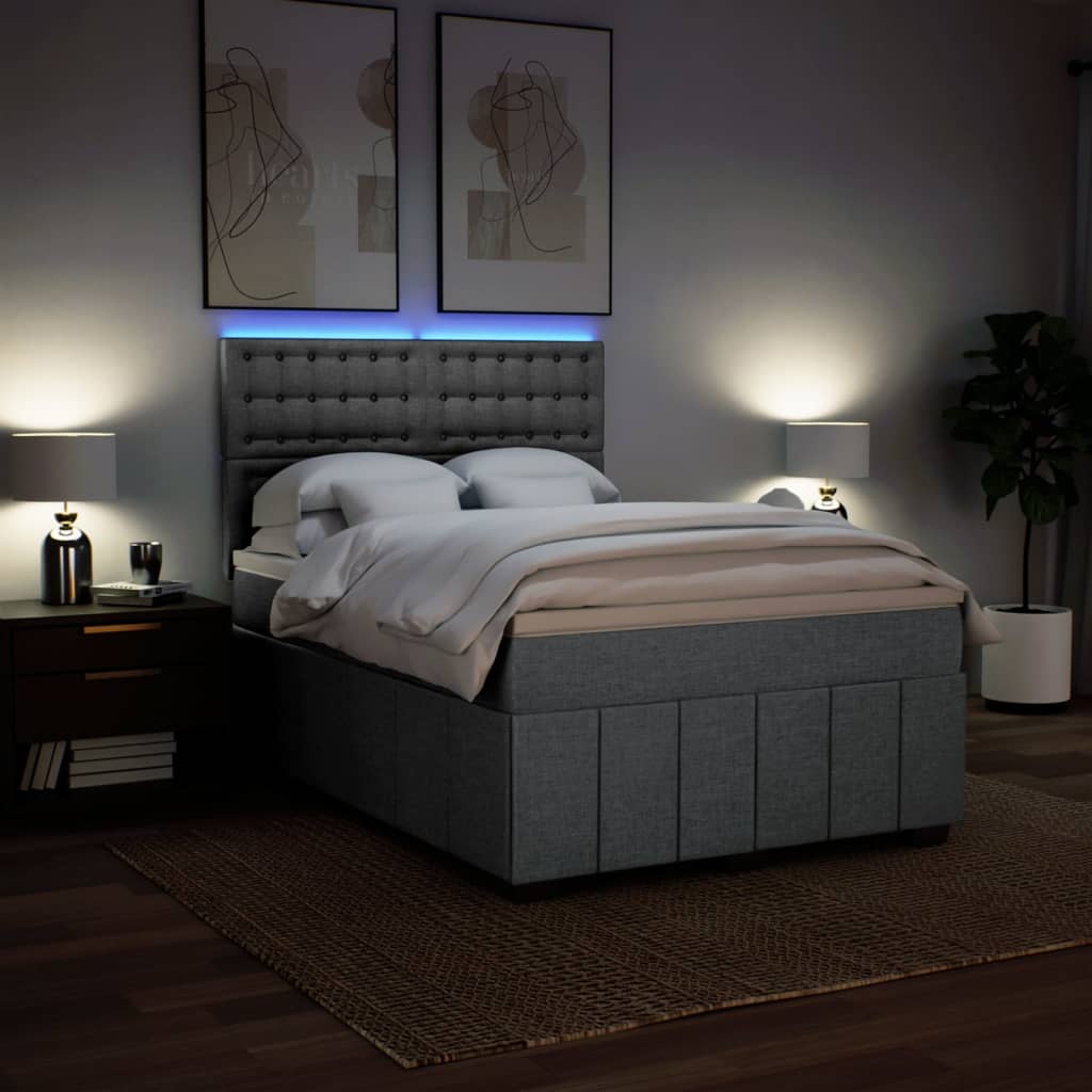 Krevet box spring s madracem svjetlosiva 160x200 cm tkanina