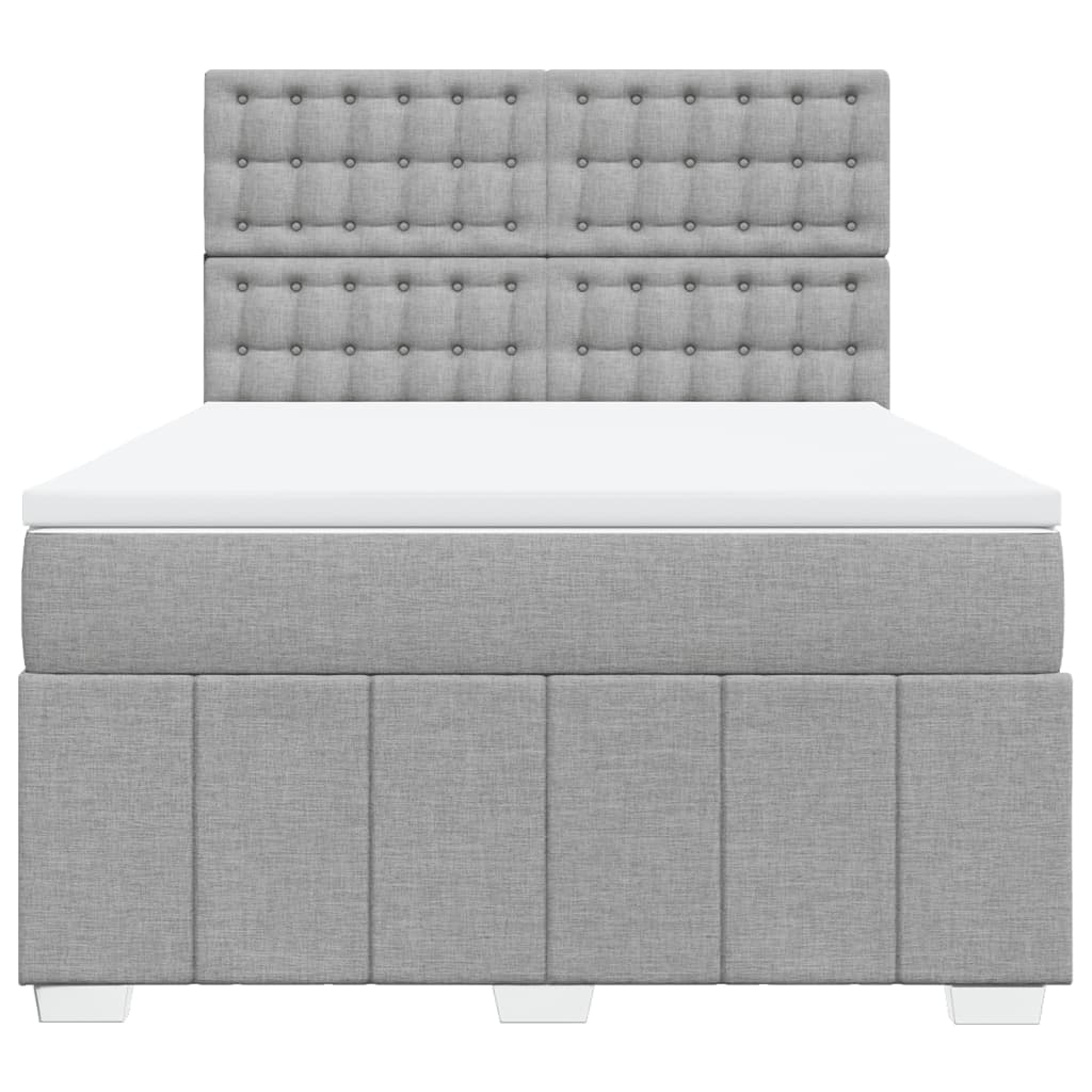 Krevet box spring s madracem svjetlosiva 160x200 cm tkanina