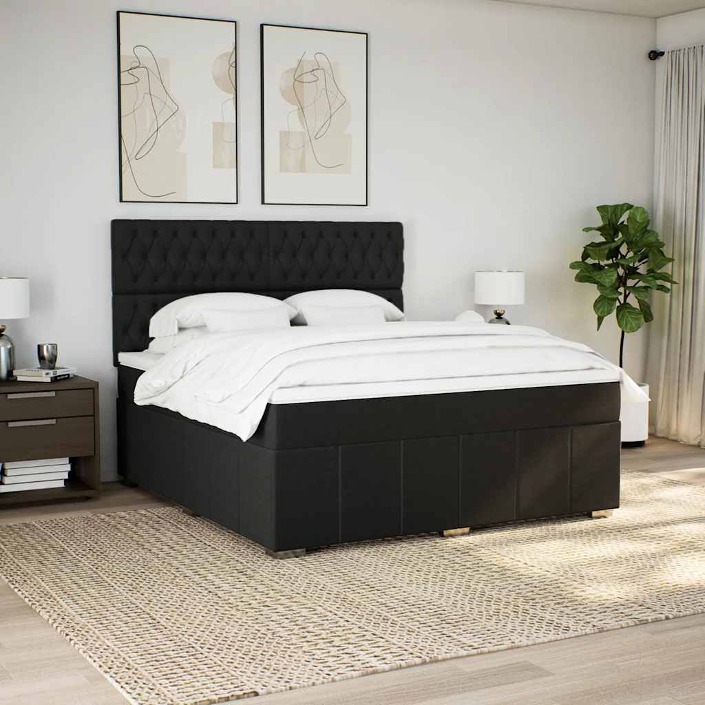 Krevet s oprugama i madracem crni 180x200 cm od tkanine