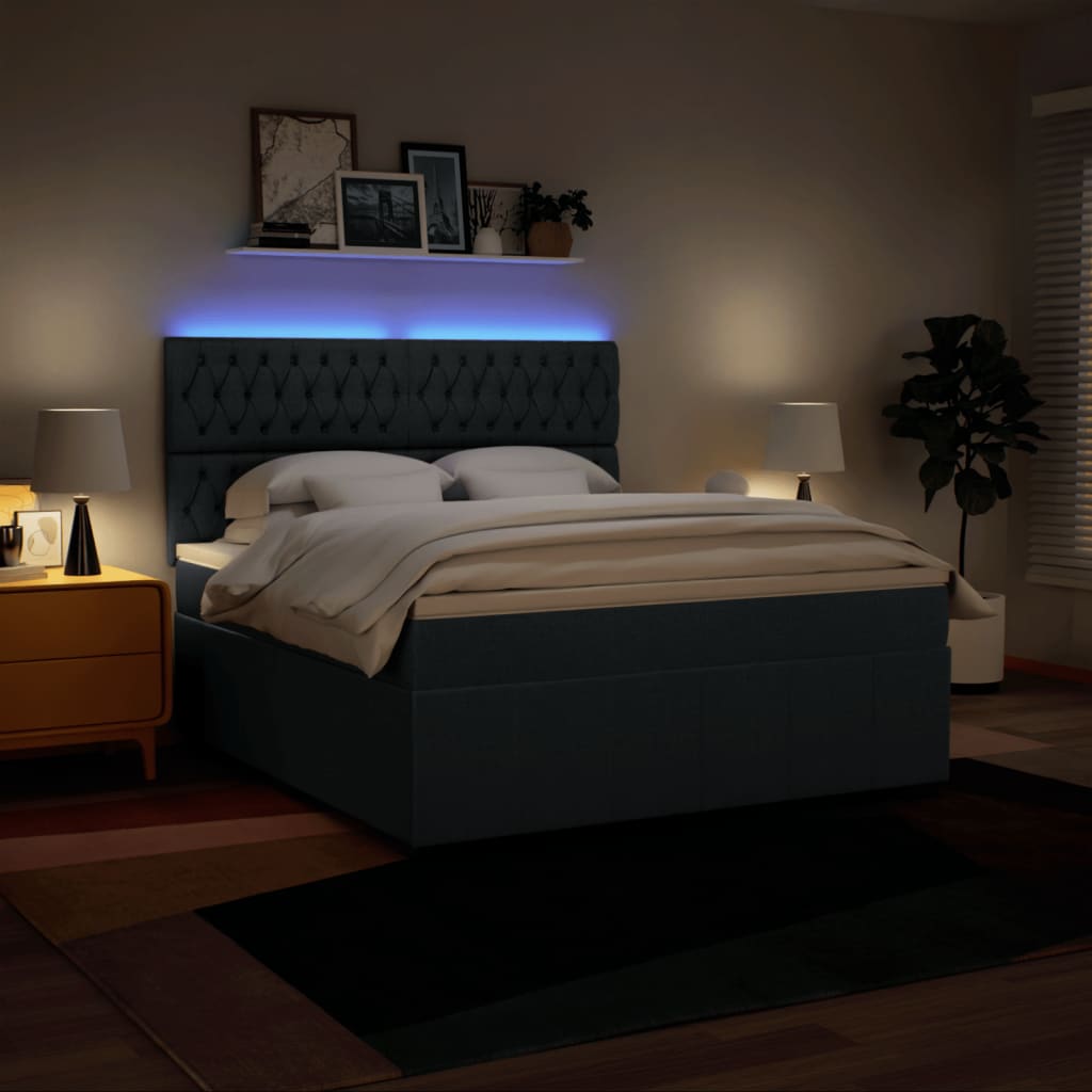 Krevet s oprugama i madracem plavi 180x200 cm od tkanine