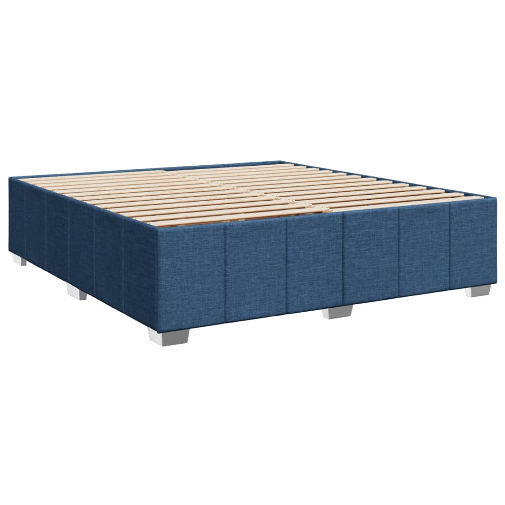 Krevet s oprugama i madracem plavi 200 x 200 cm od tkanine