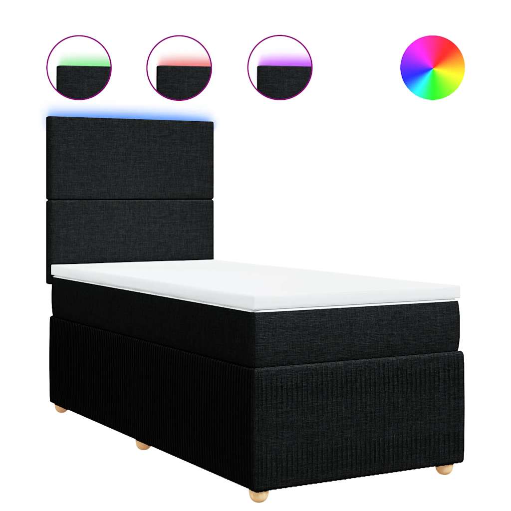Box spring krevet s madracem crni 80 x 200 cm od tkanine