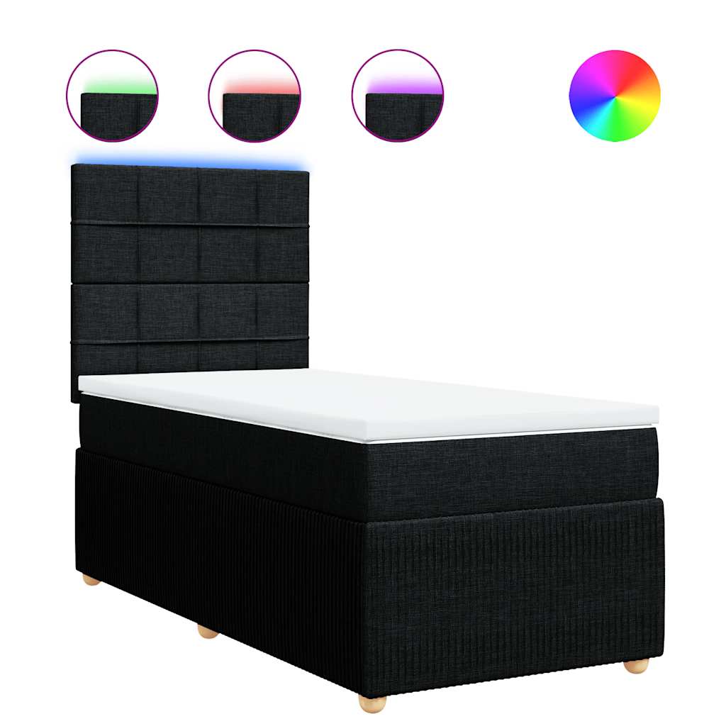 Box spring krevet s madracem crni 90x190 cm od tkanine