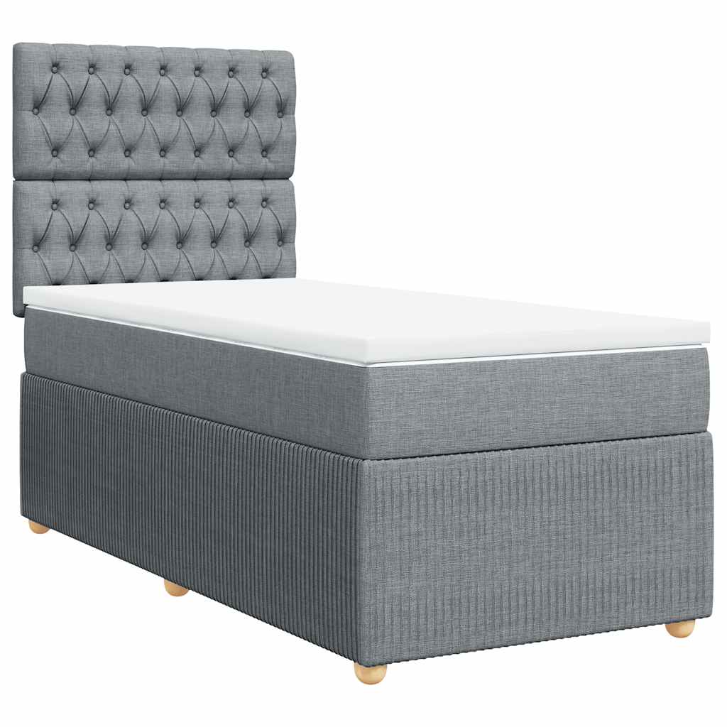 Box spring krevet s madracem svjetlosivi 90x190 cm od tkanine