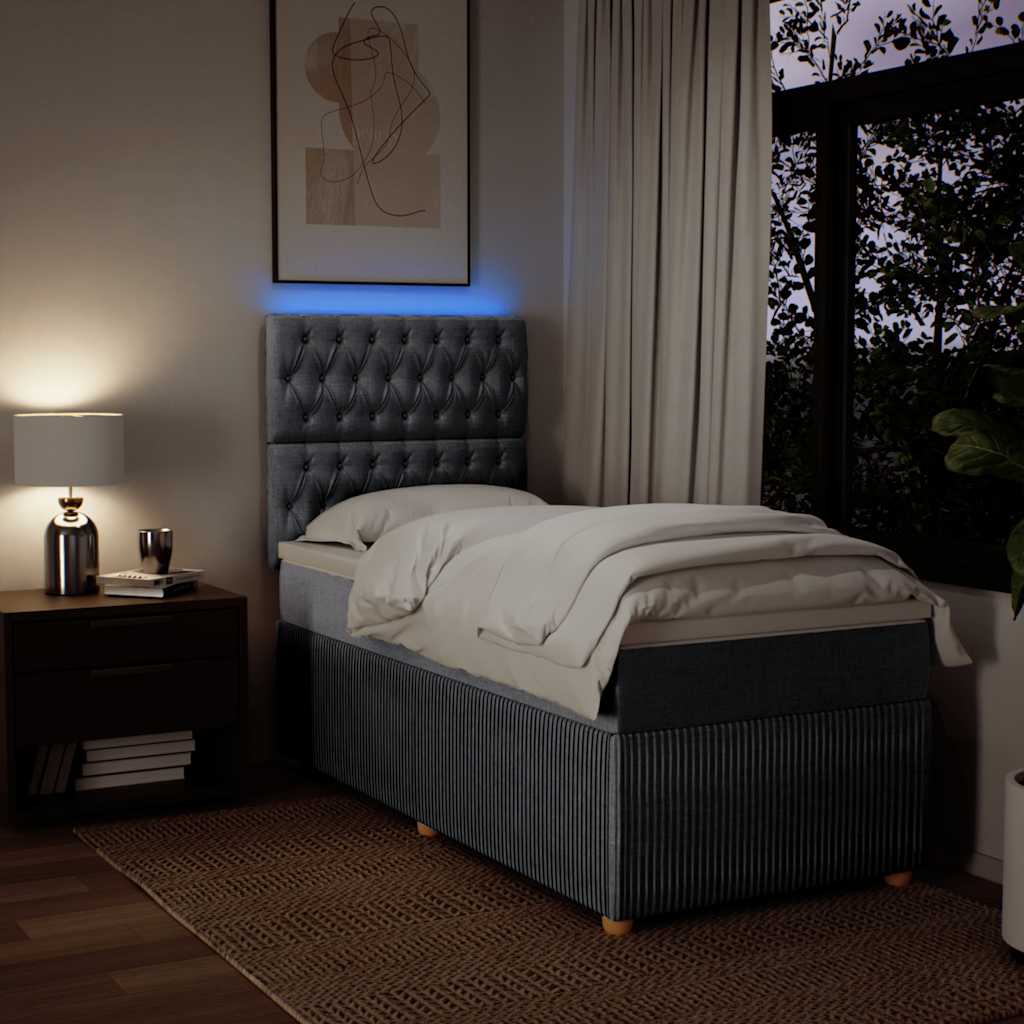 Box spring krevet s madracem svjetlosivi 90x190 cm od tkanine