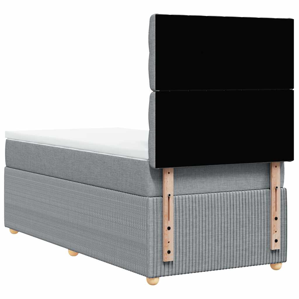Box spring krevet s madracem svjetlosivi 90x190 cm od tkanine