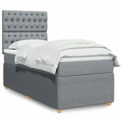 Box spring krevet s madracem svjetlosivi 90x190 cm od tkanine