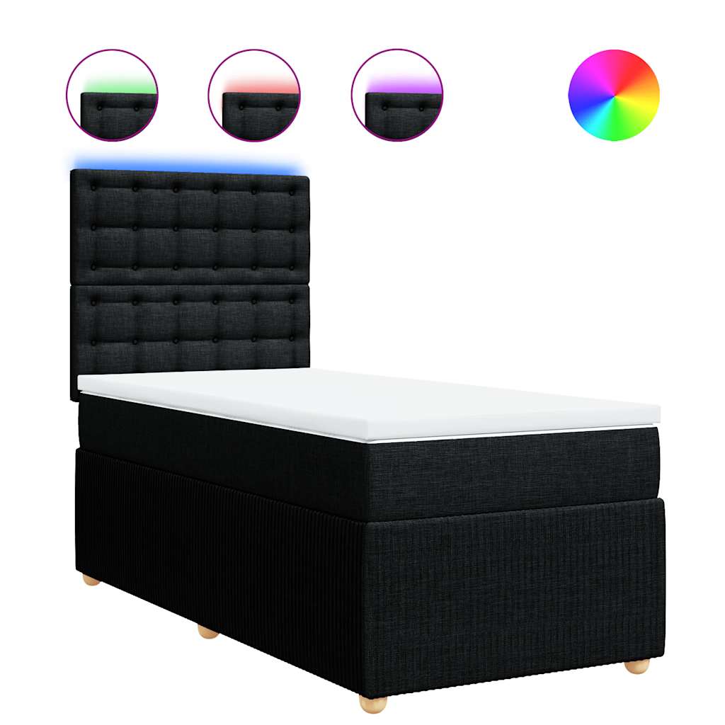 Box spring krevet s madracem crni 90x190 cm od tkanine