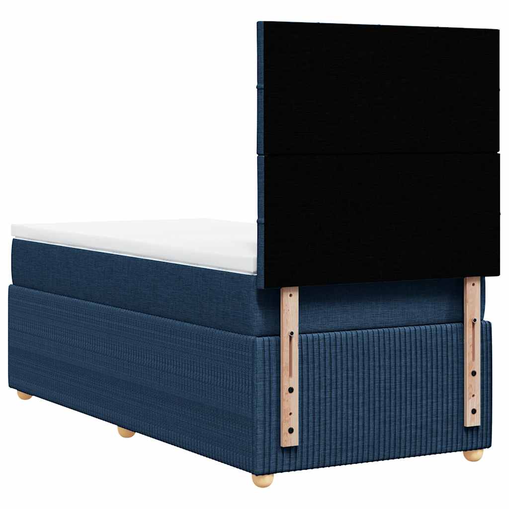 Krevet s oprugama i madracem plavi 90 x 200 cm od tkanine
