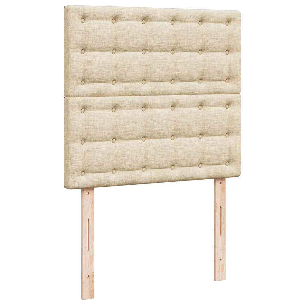 Krevet s oprugama i madracem krem 90 x 200 cm od tkanine