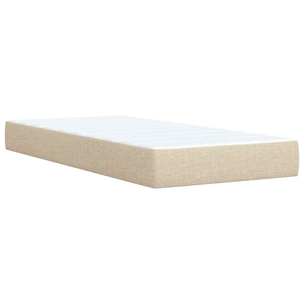 Krevet s oprugama i madracem krem 90 x 200 cm od tkanine