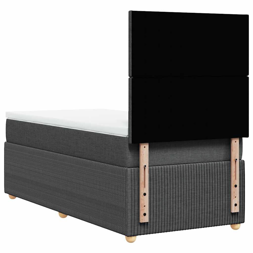Krevet s oprugama i madracem tamnosivi 100 x 200 cm od tkanine