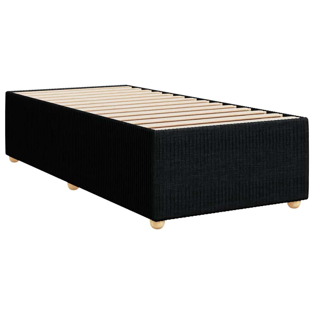 Krevet s oprugama i madracem crni 100 x 200 cm od tkanine