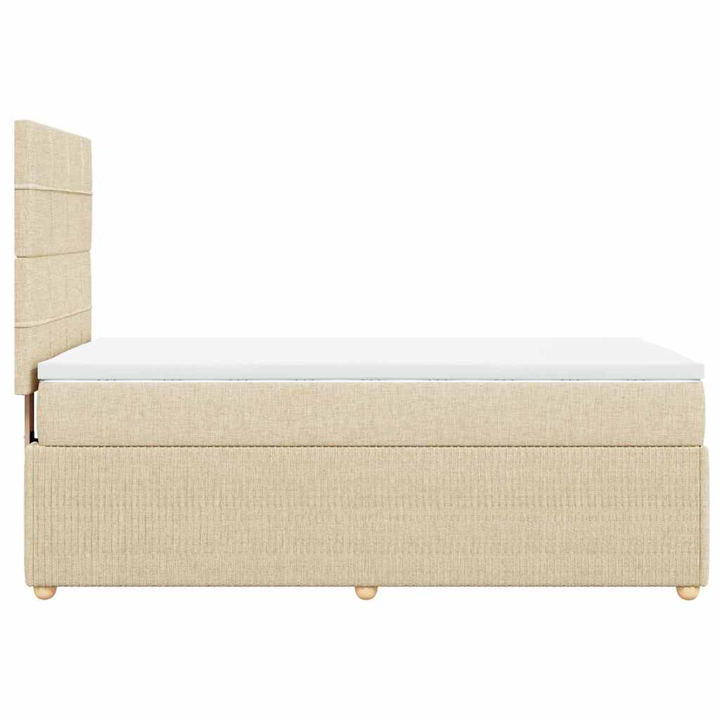 Krevet s oprugama i madracem krem 100 x 200 cm od tkanine
